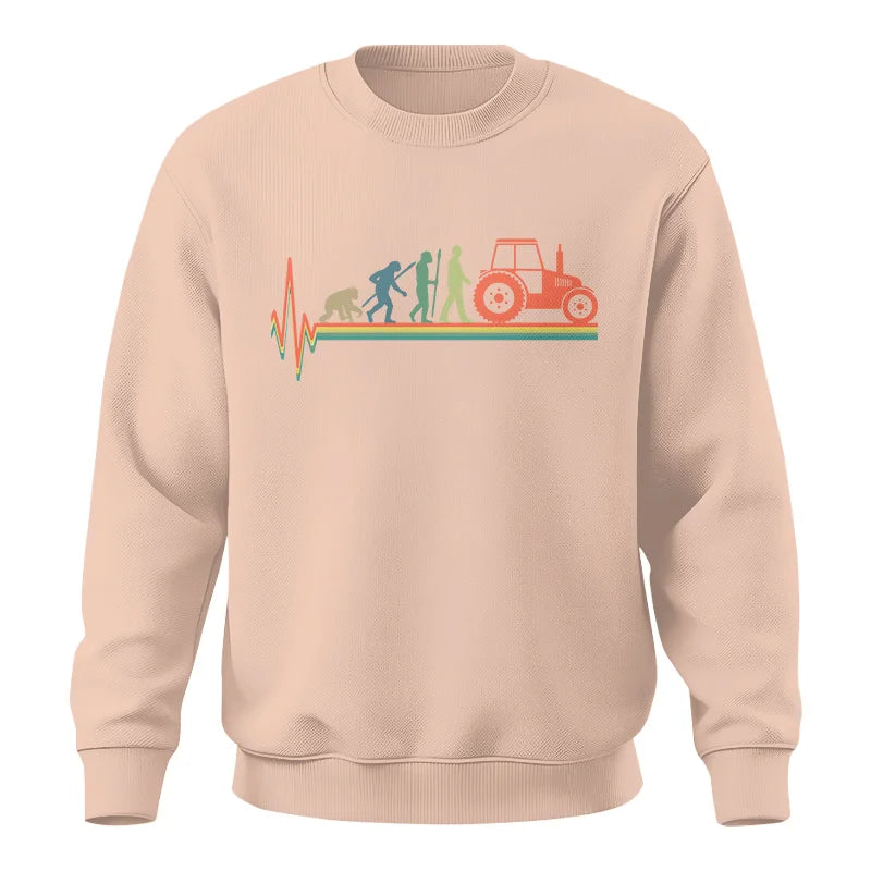 Heartbeat Evolution Farmer Tractor Agriculture Vintage - Unisex Crewneck Sweatshirt