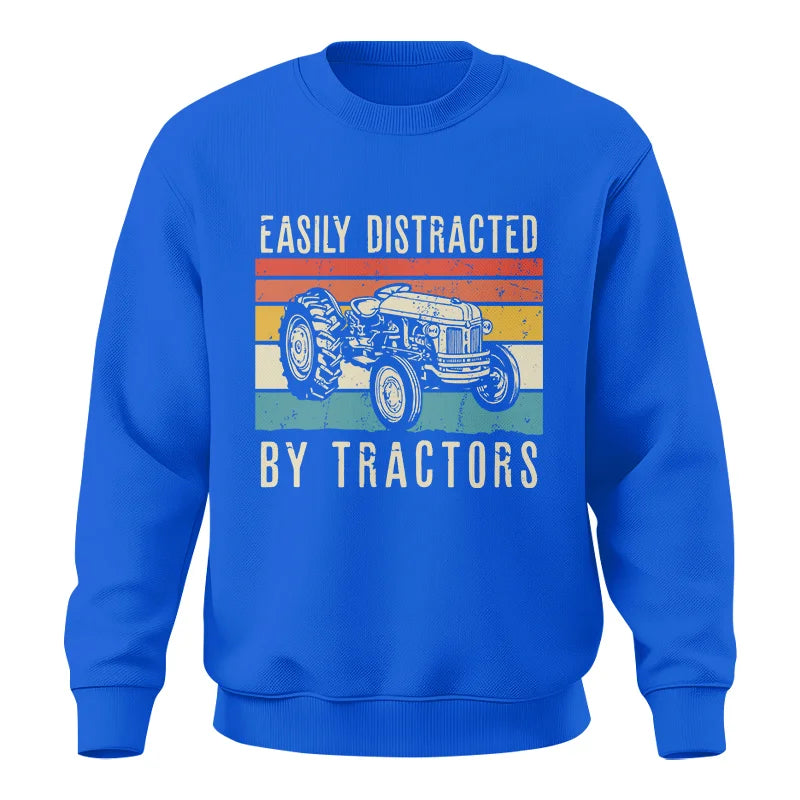 Easily Distracted By Tractors Vintage Design - Unisex Crewneck Sweatshirt