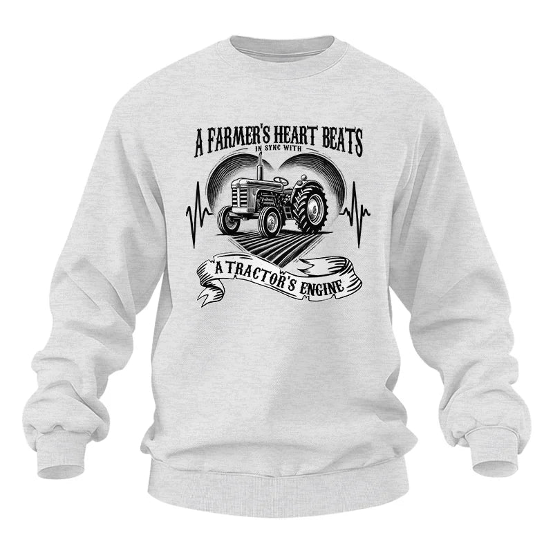 A Farmer’s Heart Beats A Tractor’s Engine - Unisex Heavy Blend™ Crewneck Sweatshirt