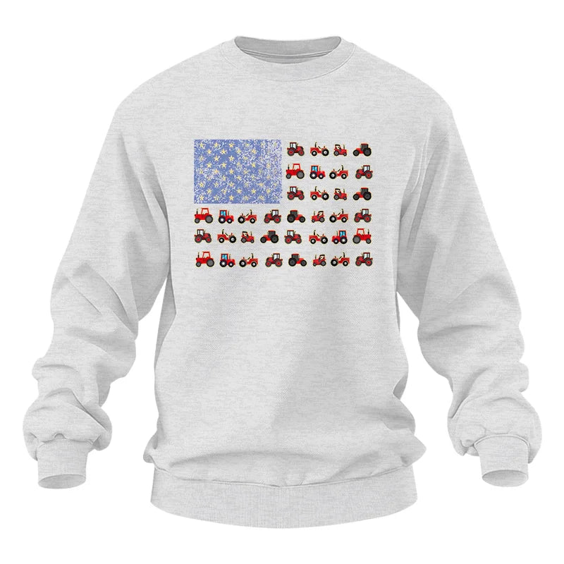 Farming Tractor Vintage Patriotic American Flag - Unisex Heavy Blend™ Crewneck Sweatshirt