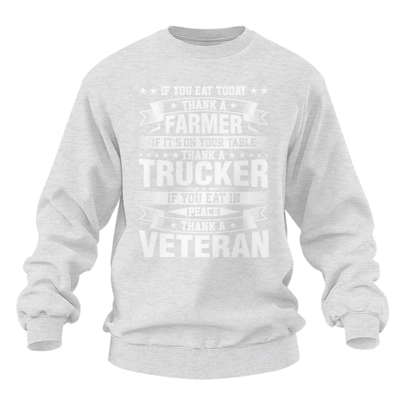 Image of Thank a Farmer Thank a Trucker Thank a Veteran Appreciation - Unisex Heavy Blend™ Crewneck Sweatshirt