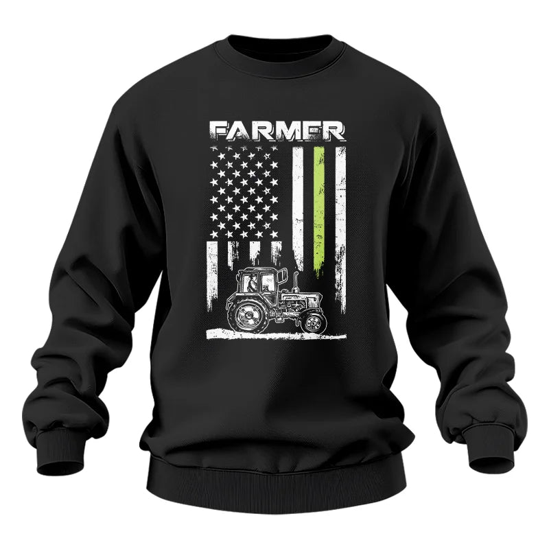 Farmer Tractor Patriotic American Flag - Unisex Heavy Blend™ Crewneck Sweatshirt