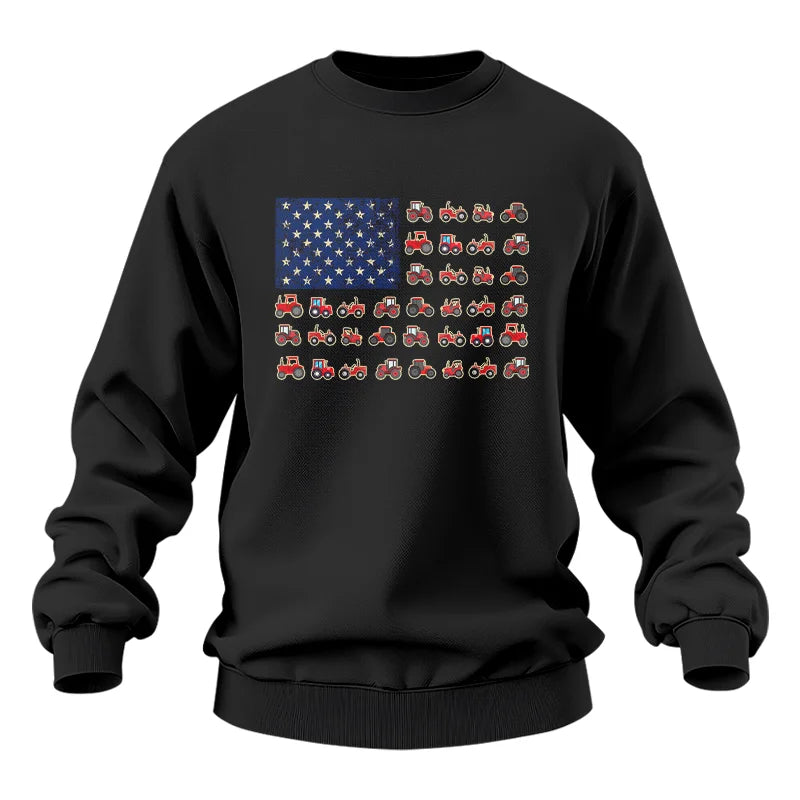 Farming Tractor Vintage Patriotic American Flag - Unisex Heavy Blend™ Crewneck Sweatshirt