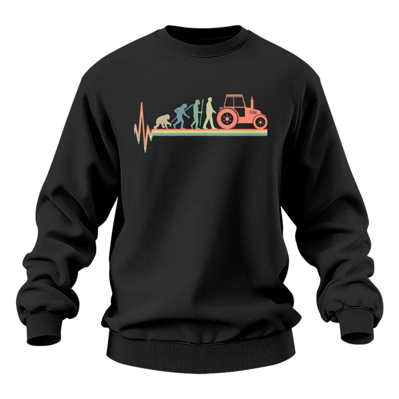 Heartbeat Evolution Farmer Tractor Agriculture Vintage - Unisex Heavy Blend™ Crewneck Sweatshirt