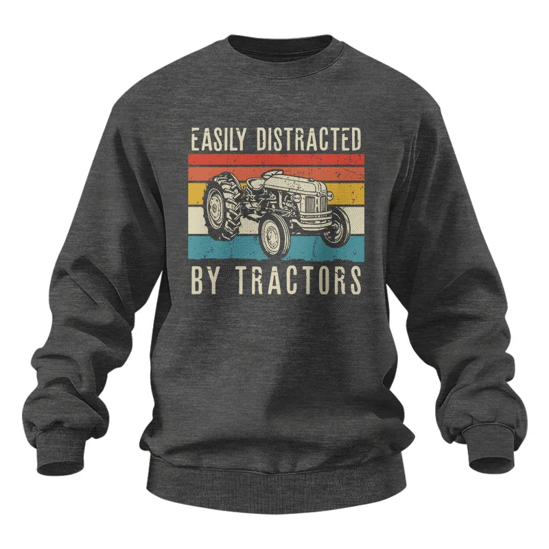 Easily Distracted By Tractors Vintage Design - Unisex Heavy Blend™ Crewneck Sweatshirt