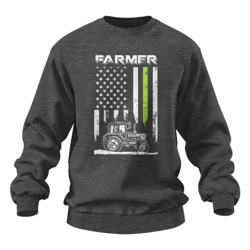 Farmer Tractor Patriotic American Flag - Unisex Heavy Blend™ Crewneck Sweatshirt