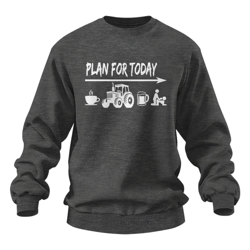 Funny Farmer Plan For Today Coffee Tractor Beer Bed - Unisex Heavy Blend™ Crewneck Sweatshirt