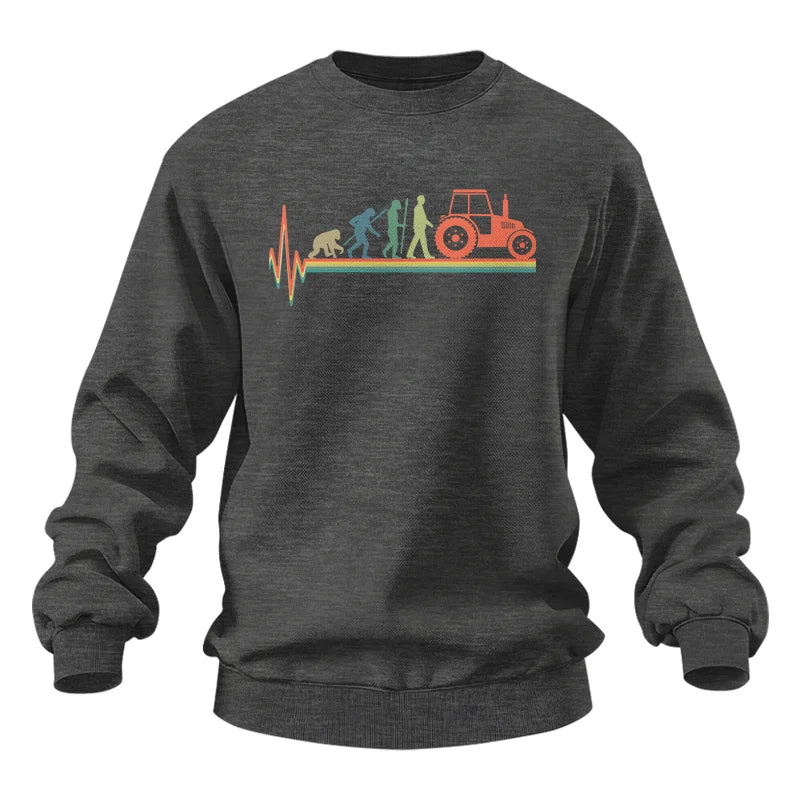 Heartbeat Evolution Farmer Tractor Agriculture Vintage - Unisex Heavy Blend™ Crewneck Sweatshirt