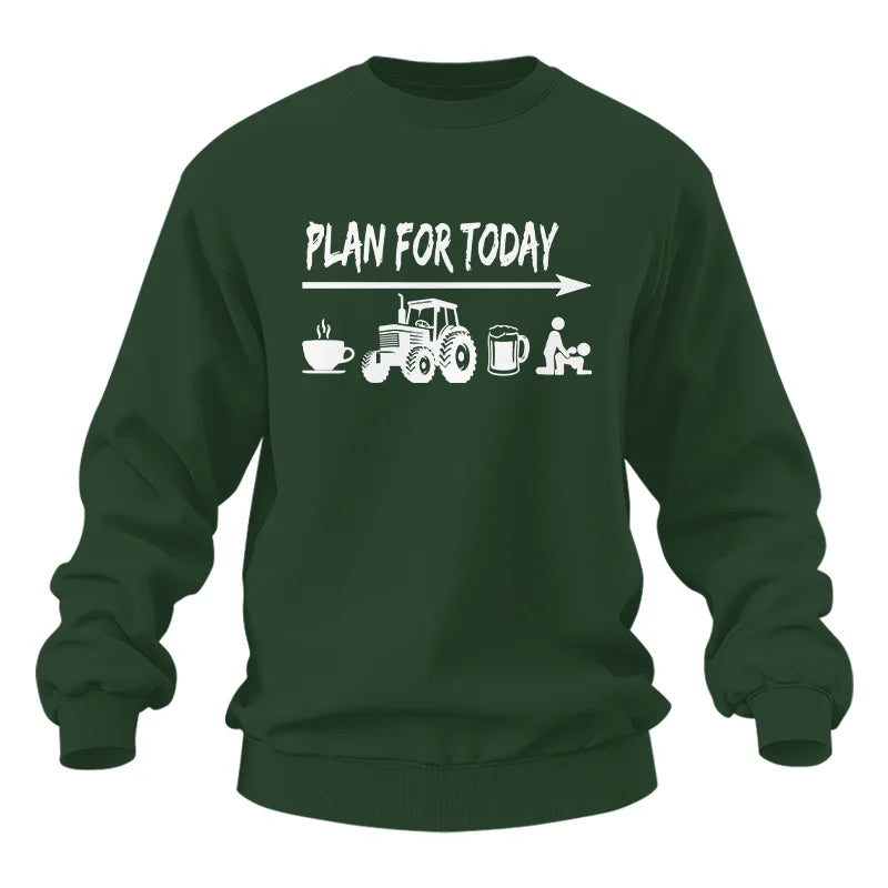 Funny Farmer Plan For Today Coffee Tractor Beer Bed - Unisex Heavy Blend™ Crewneck Sweatshirt