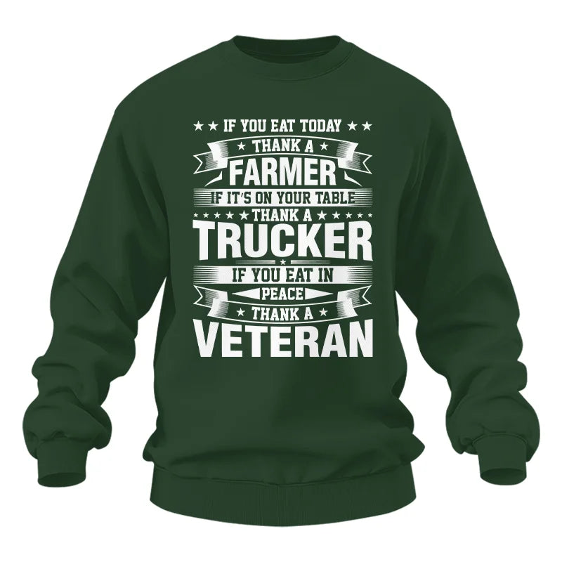 Image of Thank a Farmer Thank a Trucker Thank a Veteran Appreciation - Unisex Heavy Blend™ Crewneck Sweatshirt