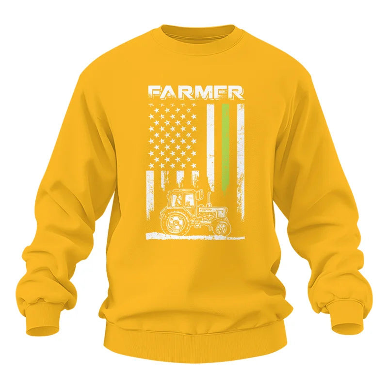 Farmer Tractor Patriotic American Flag - Unisex Heavy Blend™ Crewneck Sweatshirt