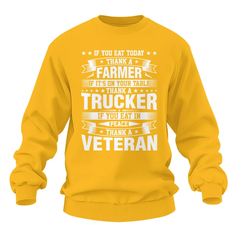 Image of Thank a Farmer Thank a Trucker Thank a Veteran Appreciation - Unisex Heavy Blend™ Crewneck Sweatshirt