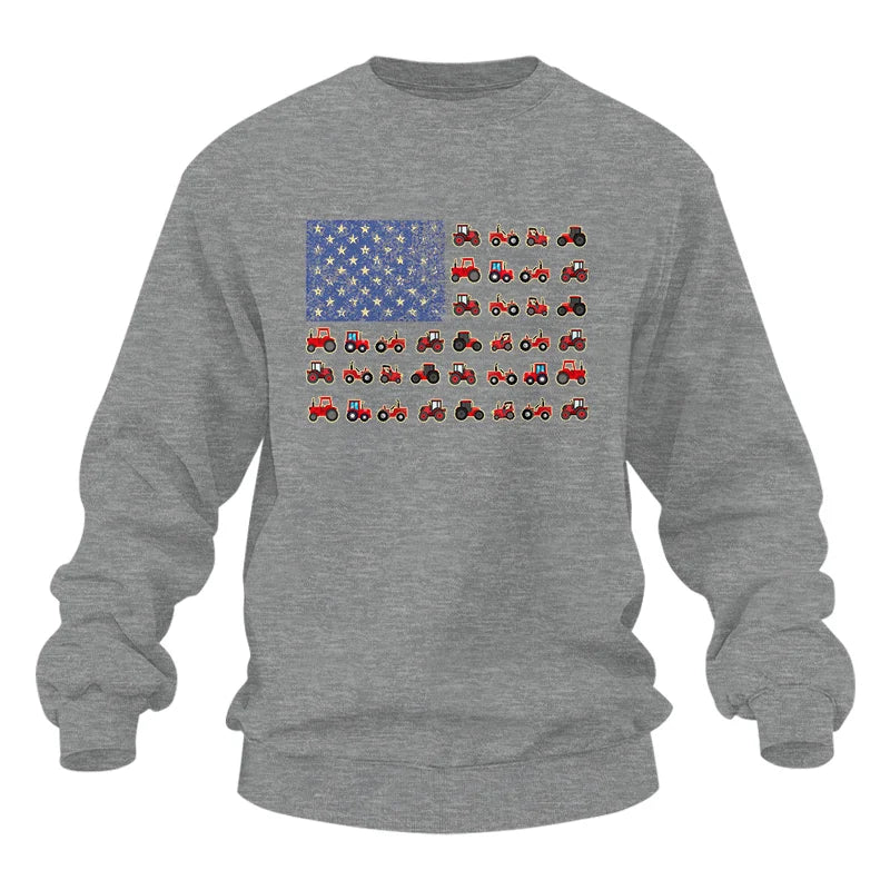 Farming Tractor Vintage Patriotic American Flag - Unisex Heavy Blend™ Crewneck Sweatshirt