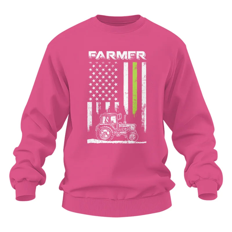 Farmer Tractor Patriotic American Flag - Unisex Heavy Blend™ Crewneck Sweatshirt