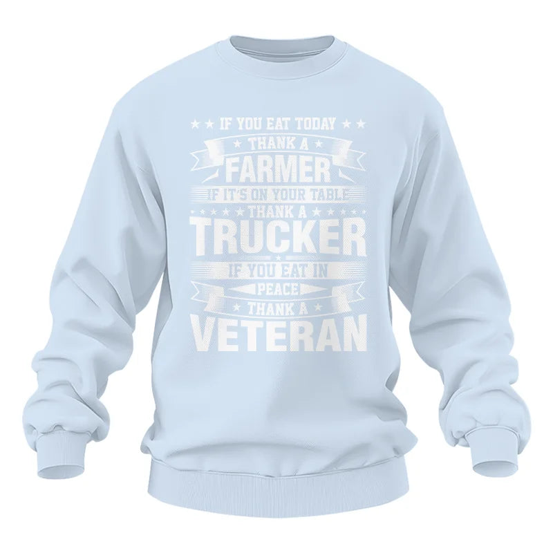 Image of Thank a Farmer Thank a Trucker Thank a Veteran Appreciation - Unisex Heavy Blend™ Crewneck Sweatshirt