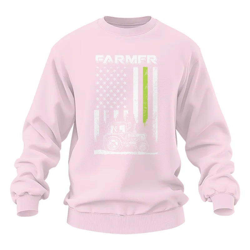 Farmer Tractor Patriotic American Flag - Unisex Heavy Blend™ Crewneck Sweatshirt