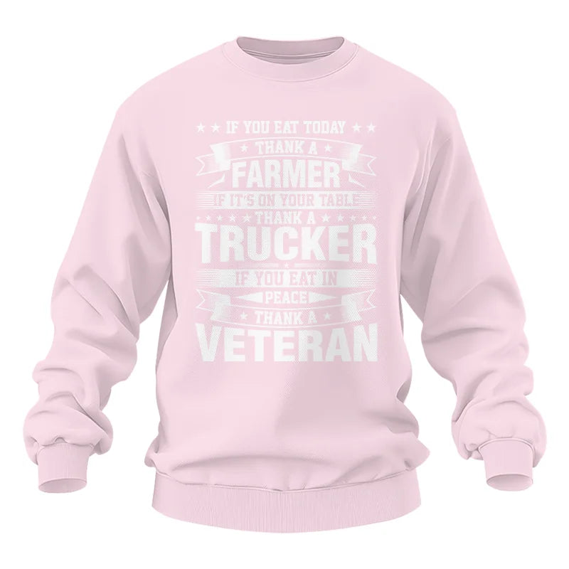 Image of Thank a Farmer Thank a Trucker Thank a Veteran Appreciation - Unisex Heavy Blend™ Crewneck Sweatshirt