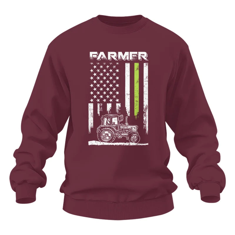 Farmer Tractor Patriotic American Flag - Unisex Heavy Blend™ Crewneck Sweatshirt