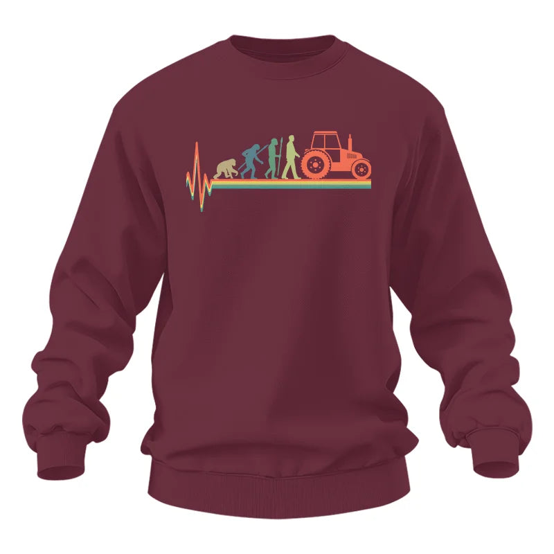 Heartbeat Evolution Farmer Tractor Agriculture Vintage - Unisex Heavy Blend™ Crewneck Sweatshirt