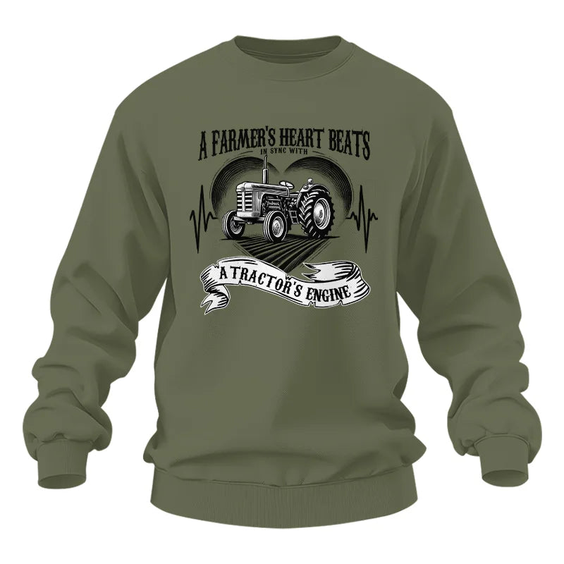 A Farmer’s Heart Beats A Tractor’s Engine - Unisex Heavy Blend™ Crewneck Sweatshirt