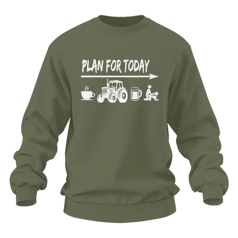 Funny Farmer Plan For Today Coffee Tractor Beer Bed - Unisex Heavy Blend™ Crewneck Sweatshirt