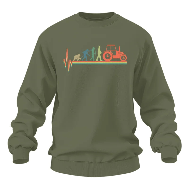 Heartbeat Evolution Farmer Tractor Agriculture Vintage - Unisex Heavy Blend™ Crewneck Sweatshirt