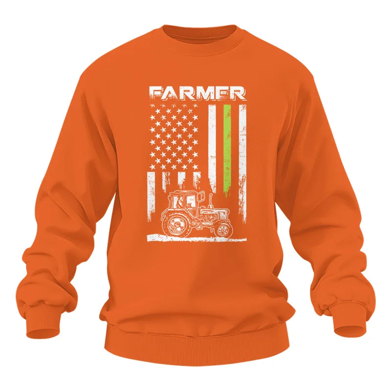 Farmer Tractor Patriotic American Flag - Unisex Heavy Blend™ Crewneck Sweatshirt