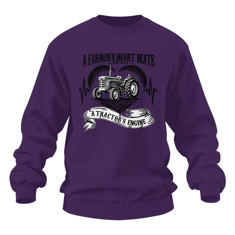 A Farmer’s Heart Beats A Tractor’s Engine - Unisex Heavy Blend™ Crewneck Sweatshirt