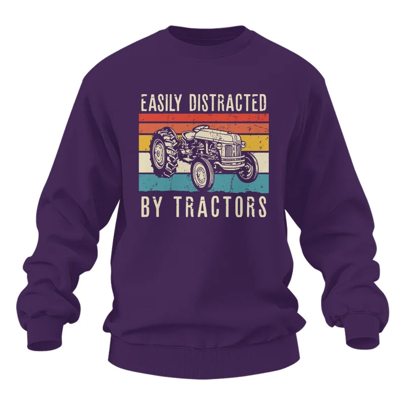 Easily Distracted By Tractors Vintage Design - Unisex Heavy Blend™ Crewneck Sweatshirt