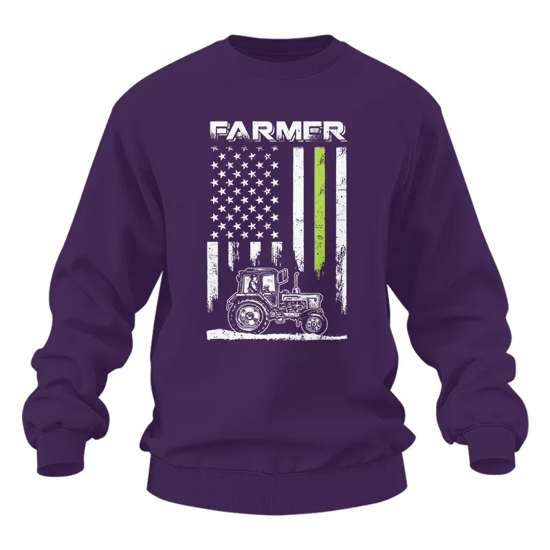 Farmer Tractor Patriotic American Flag - Unisex Heavy Blend™ Crewneck Sweatshirt