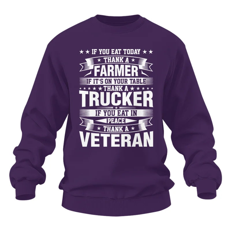 Image of Thank a Farmer Thank a Trucker Thank a Veteran Appreciation - Unisex Heavy Blend™ Crewneck Sweatshirt