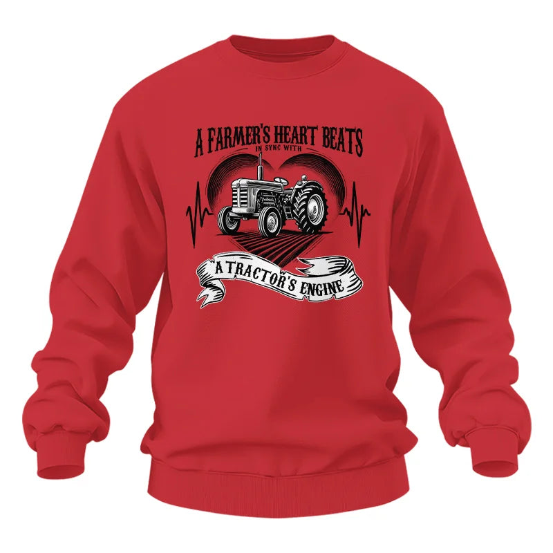 A Farmer’s Heart Beats A Tractor’s Engine - Unisex Heavy Blend™ Crewneck Sweatshirt