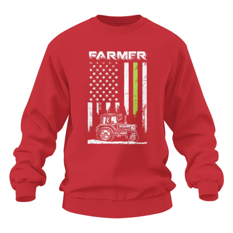 Image of Farmer Tractor Patriotic American Flag - Unisex Heavy Blend™ Crewneck Sweatshirt