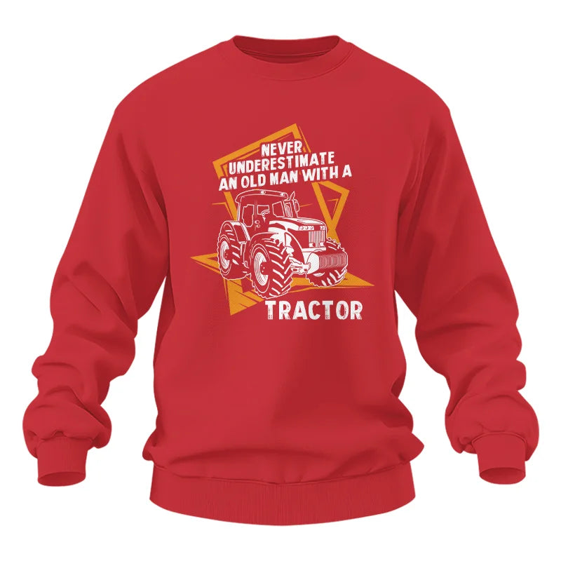 Never Underestimate An Old Man With A Tractor Farming Dad - Unisex Heavy Blend™ Crewneck Sweatshirt