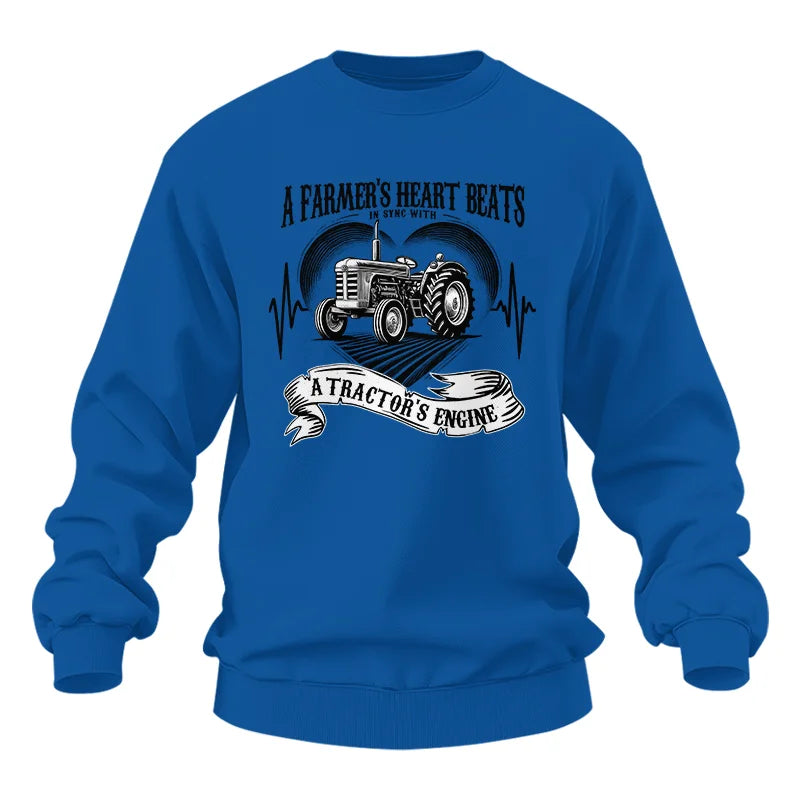 A Farmer’s Heart Beats A Tractor’s Engine - Unisex Heavy Blend™ Crewneck Sweatshirt