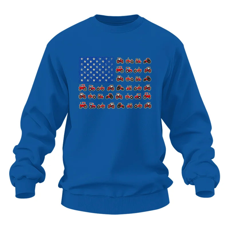 Farming Tractor Vintage Patriotic American Flag - Unisex Heavy Blend™ Crewneck Sweatshirt