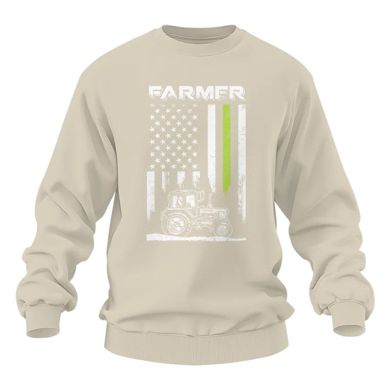 Farmer Tractor Patriotic American Flag - Unisex Heavy Blend™ Crewneck Sweatshirt