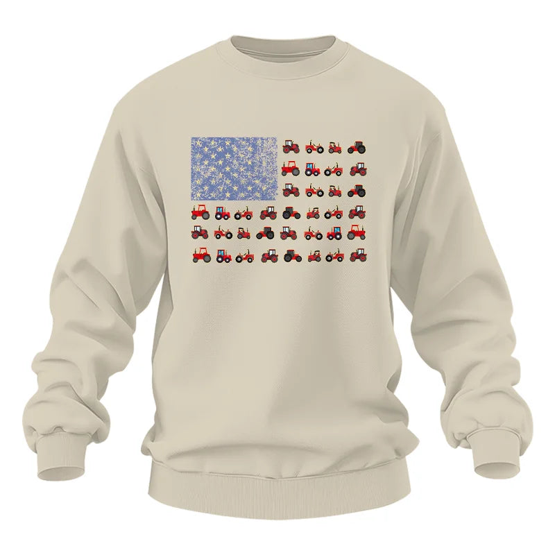 Farming Tractor Vintage Patriotic American Flag - Unisex Heavy Blend™ Crewneck Sweatshirt