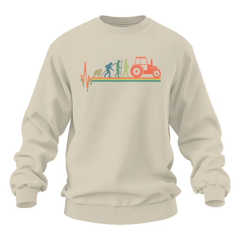 Heartbeat Evolution Farmer Tractor Agriculture Vintage - Unisex Heavy Blend™ Crewneck Sweatshirt