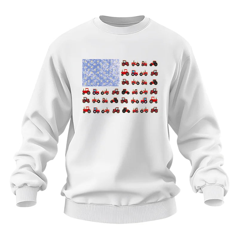 Farming Tractor Vintage Patriotic American Flag - Unisex Heavy Blend™ Crewneck Sweatshirt