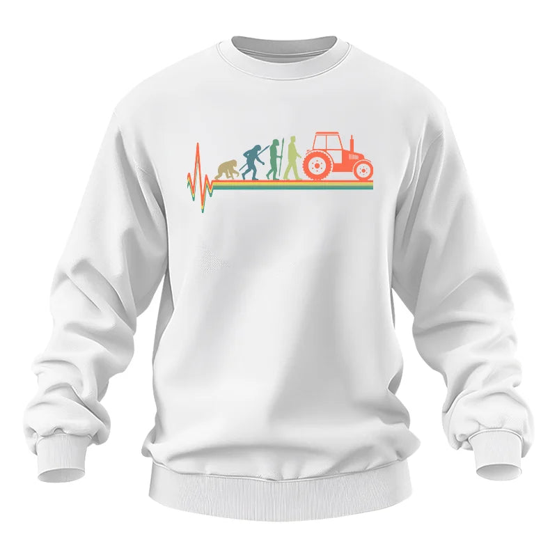 Heartbeat Evolution Farmer Tractor Agriculture Vintage - Unisex Heavy Blend™ Crewneck Sweatshirt