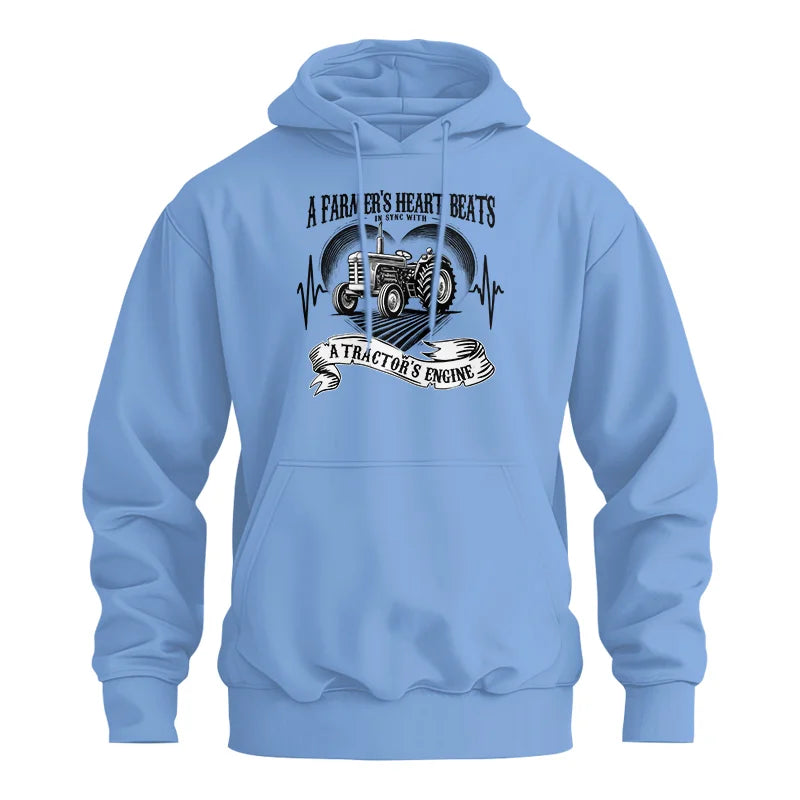 Image of A Farmer’s Heart Beats A Tractor’s Engine - Unisex Heavy Blend™ Hooded Sweatshirt