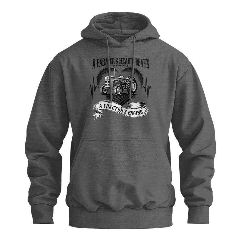 A Farmer’s Heart Beats A Tractor’s Engine - Unisex Heavy Blend™ Hooded Sweatshirt