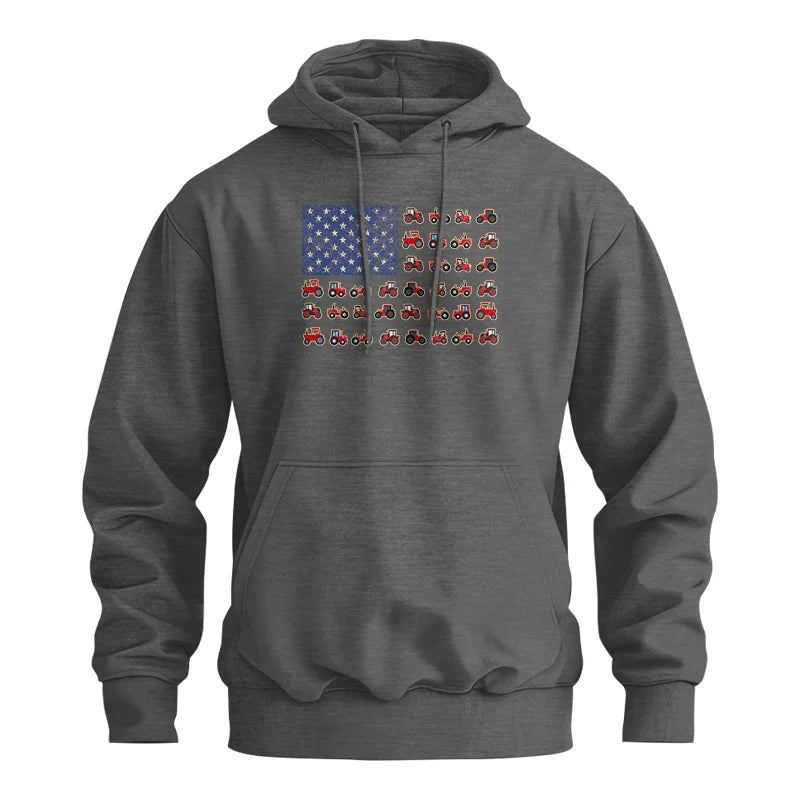 Farming Tractor Vintage Patriotic American Flag - Unisex Heavy Blend™ Hooded Sweatshirt