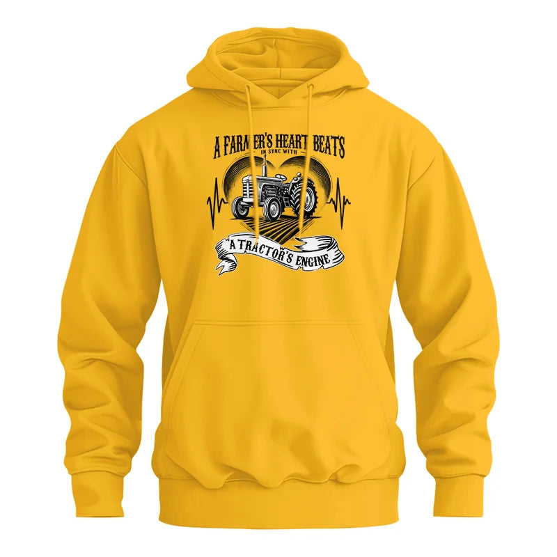 A Farmer’s Heart Beats A Tractor’s Engine - Unisex Heavy Blend™ Hooded Sweatshirt