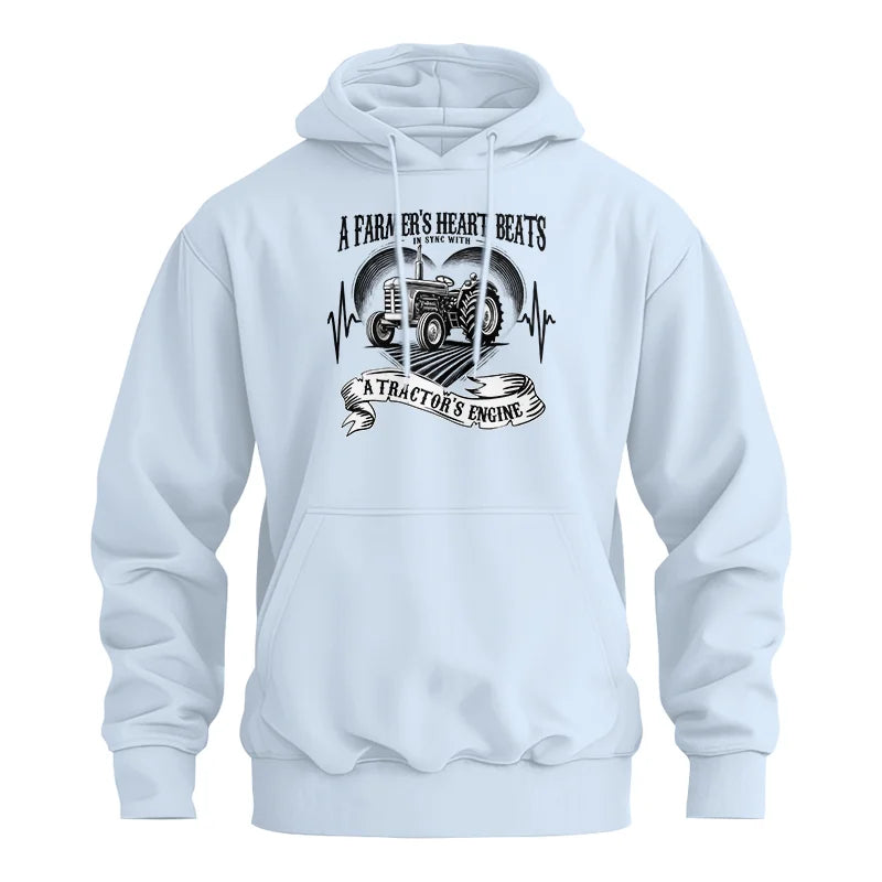 A Farmer’s Heart Beats A Tractor’s Engine - Unisex Heavy Blend™ Hooded Sweatshirt