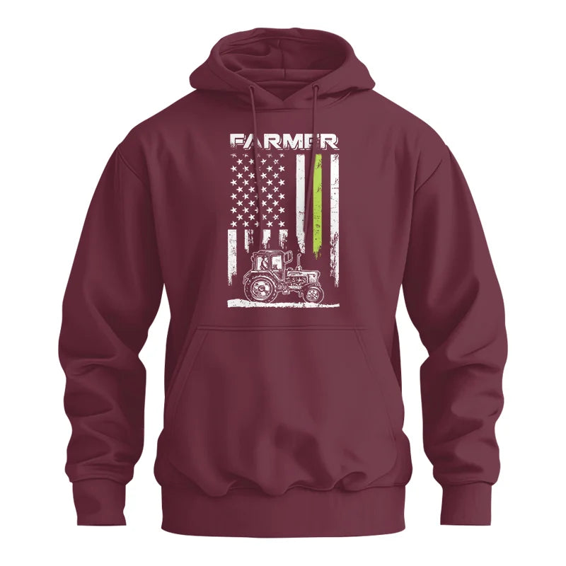 Image of Farmer Tractor Patriotic American Flag - Unisex Heavy Blend™ Hooded Sweatshirt