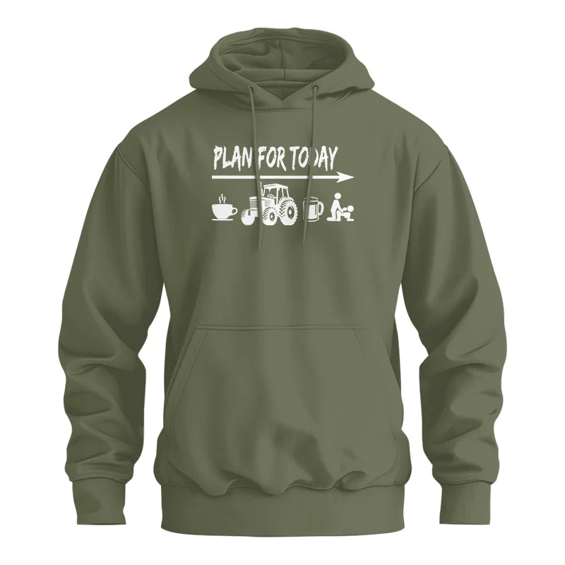 Image of Funny Farmer Plan For Today Coffee Tractor Beer Bed - Unisex Heavy Blend™ Hooded Sweatshirt