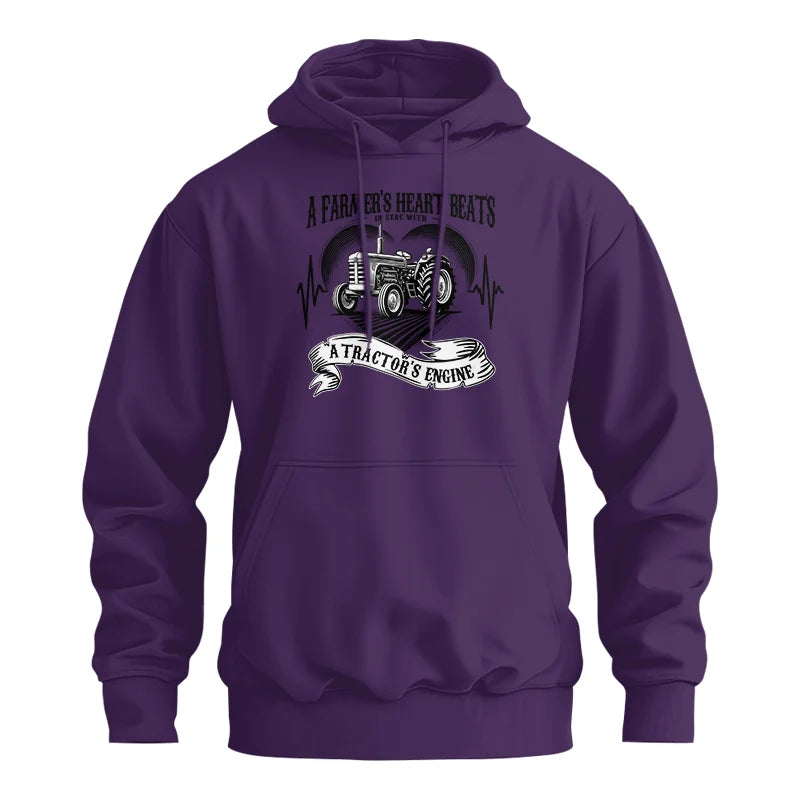 A Farmer’s Heart Beats A Tractor’s Engine - Unisex Heavy Blend™ Hooded Sweatshirt