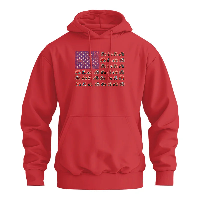 Farming Tractor Vintage Patriotic American Flag - Unisex Heavy Blend™ Hooded Sweatshirt